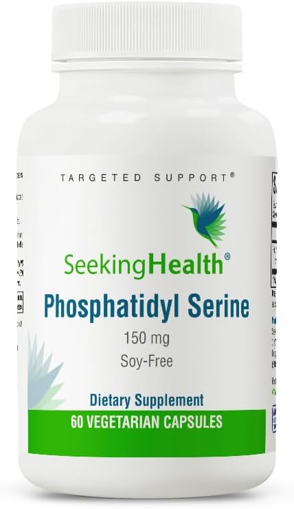 Seeking Health Phosphatidyl Serine, 100 mg Phosphatidylserine from Sunflower, Supports Concentration and Healthy Mood, Stress Response Support, Soy-Free, Non-GMO, Vegetarian (60 Capsules)*