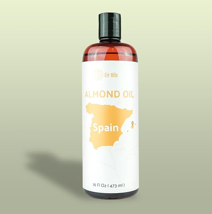 Sweet Almond Oil (16 oz) - for Skin and Hair - Carrier Oil for Essential Oils Mixing - From EIR Oils' Farm in Mallorca, Spain - 2 Packs