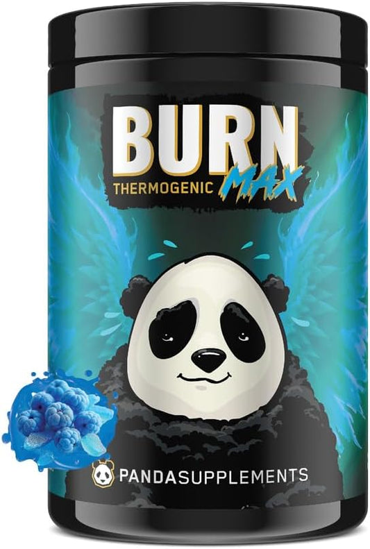 Panda Burn MAX Enhance Your Strength, Energy, Focus with Dual Source Caffiene (350mg), Alpha GPC, and MitoBurn® (Blue Razz Rock Candy)(25 Servings)