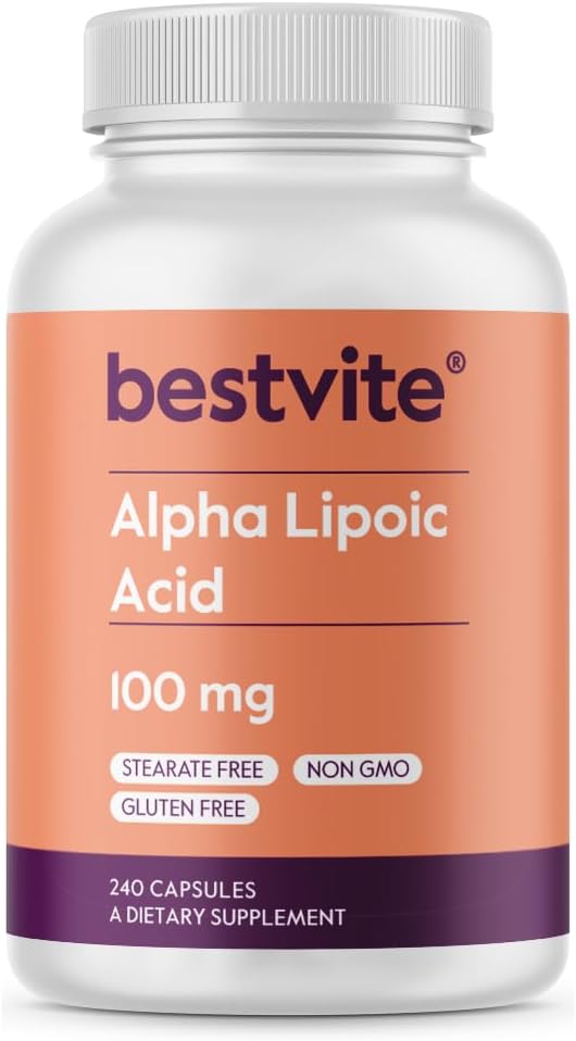 BESTVITE Alpha Lipoic Acid 100mg (240 Capsules) - No Stearates - No Flow Agents - Non GMO - Gluten Free