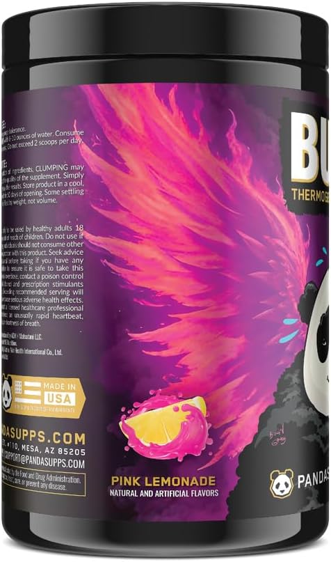 Panda Burn MAX Enhance Your Strength, Energy, Focus with Dual Source Caffiene (350mg), Alpha GPC, and MitoBurn® (Pink Lemonade)(25 Servings)