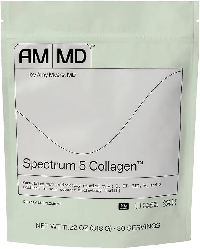 Amy Myers MD Spectrum 5 Collagen Peptides Powder - Daily Collagen Supplement for Healthy Hair, Skin & Nails - for Joint Support, Gut & Immune Health - 30 Servings