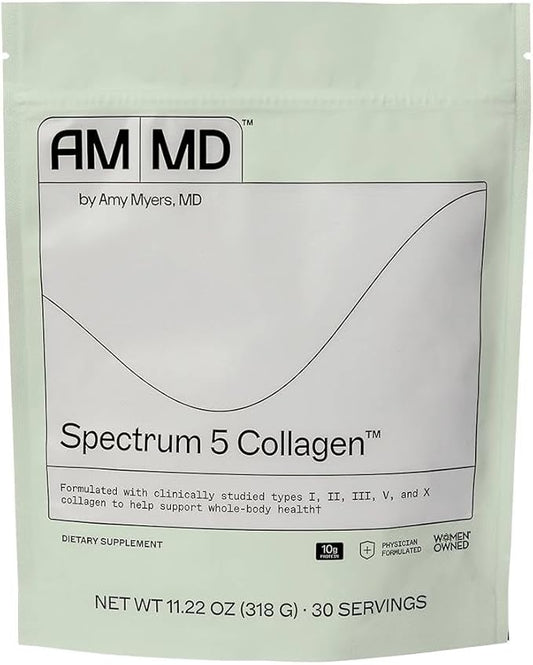 Amy Myers MD Spectrum 5 Collagen Peptides Powder - Daily Collagen Supplement for Healthy Hair, Skin & Nails - for Joint Support, Gut & Immune Health - 30 Servings