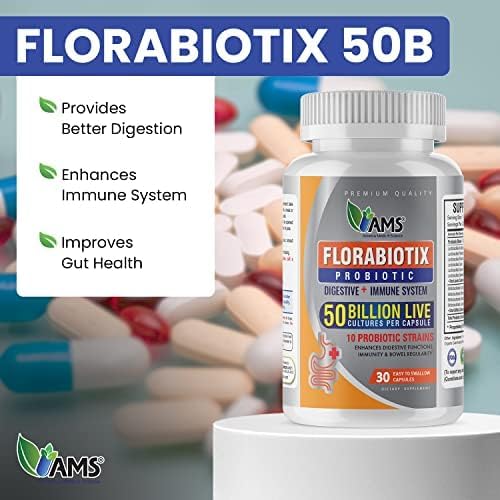 America Medic & Science Florabiotix Probiotic (60 Capsules) | Dietary Supplement for Men and Women| 50 Billion Live Cultures | 10 Probiotic Strains | Supports Digestive and Immune Health (Pack of 2)