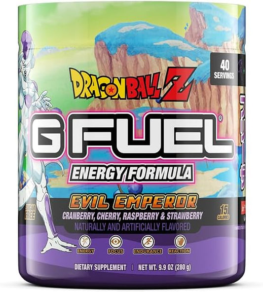 G Fuel Dragon Ball Z Energy Drink Powder, Pre Workout Caffeine Mix for Gaming, Sugar Free Focus Amino, Vitamin + Antioxidants, 9.9oz (Berry Medley, 40 Servings)