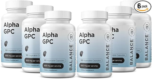 Alpha GPC Choline Supplement 600mg, 120 Veg Capsules - Advanced Memory Formula, Nootropic Brain Support (Pack of 6)