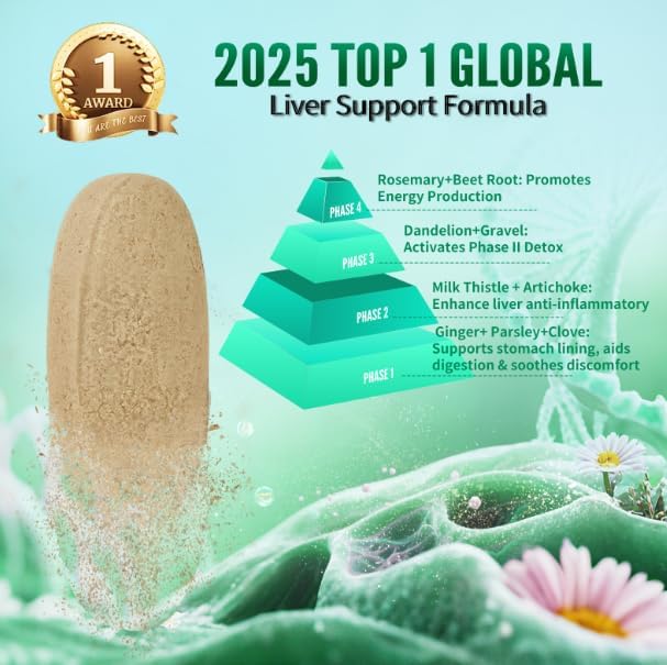 Advanced Liver Cleanse Detox & Repair - Herbal Liver Support with 14-in-1 Herbs-Silymarin Milk Thisitle with Dandelion, Artichoke, Ginger, Boost Energy & Digestive, 120 Tablets