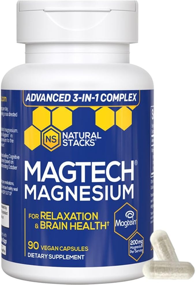 NATURAL STACKS MagTech Magnesium + NeuroFuel Nootropic Bundle - Supports Relaxation, Focus & Brain Health* - 165 Total Capsules