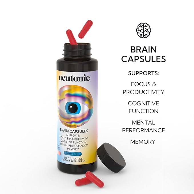 Neutonic Nootropic Brain Supplement | 1 Month Supply 90 Capsules | For Men and Women | Support Memory, Mental Clarity, Cognitive Function | Boost Focus, Energy, Brain Health