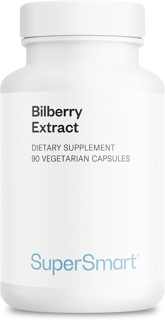 Supersmart - Bilberry Extract (High Strength) - 25% Anthocyanin - Bilberry Supplement for Eyes - Vaccinium Myrtillus Fruit Supplement | Non-GMO & Gluten Free - 90 Vegetarian Capsules