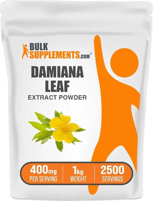 BulkSupplements.com Damiana Extract Powder - Damiana Supplement, Herbal Supplement - Vegan & Gluten Free, 400mg per Serving, 1kg (2.2 lbs) (Pack of 1)