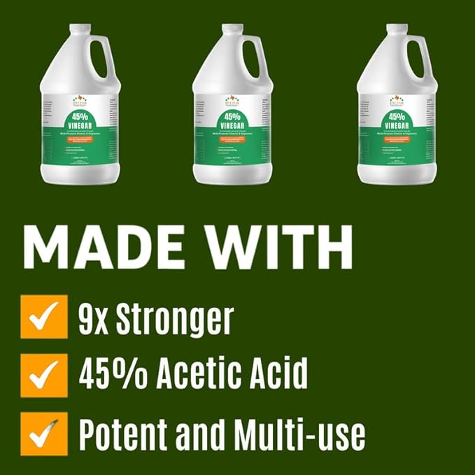 45% Vinegar Concentrated | White Vinegar for Cleaning and Garden | Home, and Outdoor Pure | Max Performance 9X Power | with Instructions (12 Gallons/ 1536 fl oz)
