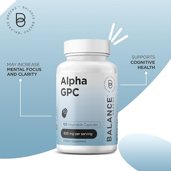 Alpha GPC Choline Supplement 600mg, 120 Veg Capsules - Advanced Memory Formula, Nootropic Brain Support (120 Count (Pack of 1))