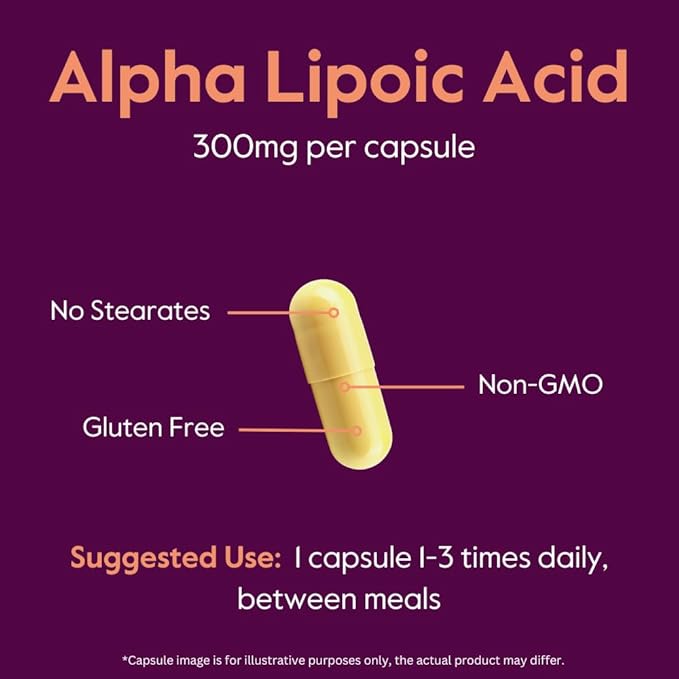 BESTVITE Alpha Lipoic Acid 300mg per Capsule (120 Capsules) No Stearate - No Flow Agents - Non GMO - Gluten Free