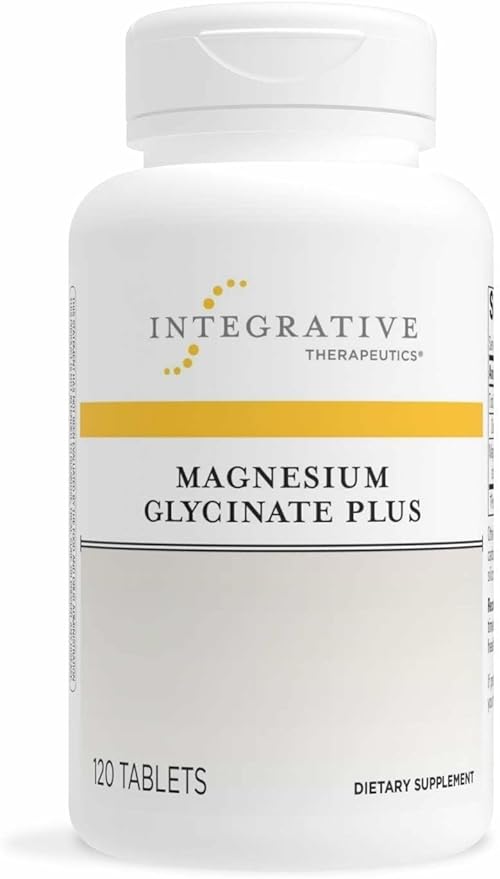 Integrative Therapeutics Magnesium Glycinate Plus - Brain Function Support Supplement for Adults* - Supports Heart and Muscular Function* - Dairy-Free & Gluten-Free - 120 Count (60 Servings)