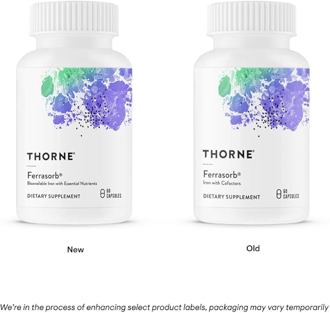 THORNE - Ferrasorb - 36 mg Iron with Essential Nutrients - Complete Blood Support Formula* - Elemental Iron, Folate, B and C Vitamins for Optimal Absorption - Gluten-Free - 60 Capsules