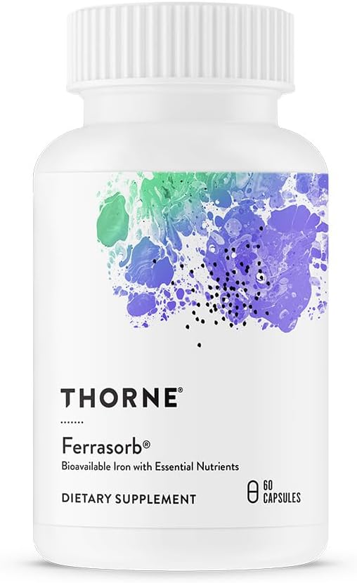 THORNE - Ferrasorb - 36 mg Iron with Essential Nutrients - Complete Blood Support Formula* - Elemental Iron, Folate, B and C Vitamins for Optimal Absorption - Gluten-Free - 60 Capsules