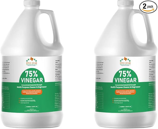 75% Vinegar Concentrated | White Vinegar for Cleaning and Garden | Horticultural, Home, and Outdoor Pure| | 2 Gallon (256 fl oz) | Max Performance 18X Power | with Instructions