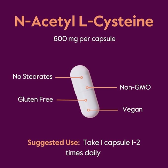 N-Acetyl L-Cysteine 600mg (NAC) (120 Vegetarian Capsules) (120 x 2) - No Stearates - Vegan - No Fillers - No Silica - No Gelatin - Gluten Free - Non GMO