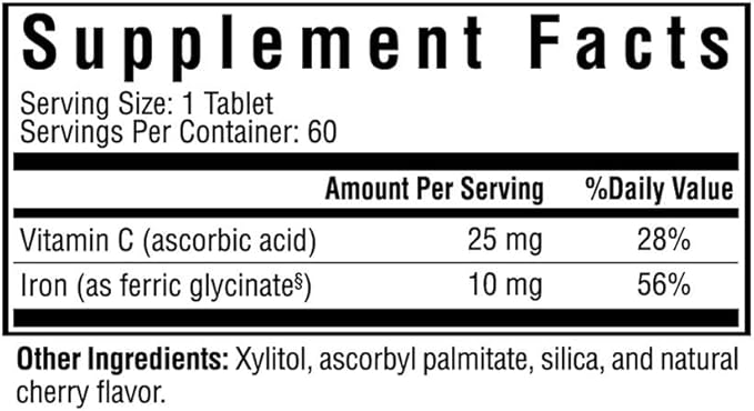 Seeking Health Iron Chewable, with Vitamin C, Supports Healthy Blood and Muscle Development, Vegan and Vegetarian (60 Tablets)*