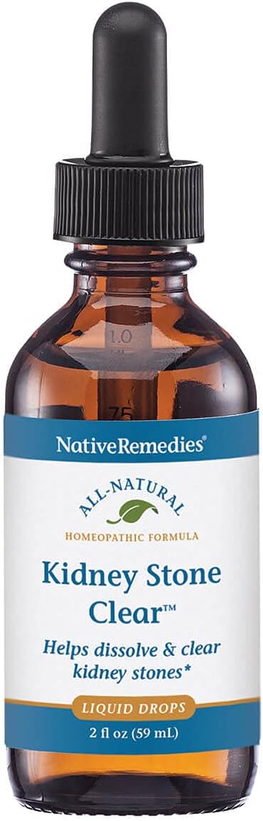 Native Remedies Kidney Stone Clear - Natural Homeopathic Formula Temporarily Helps Dissolve and Clear Kidney Stones - Relieves Pain, Nausea and Vomiting - 59 mL