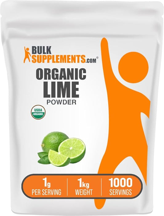 BulkSupplements.com Organic Lime Powder - Organic Lime Flavoring Powder, Sourced from Citrus Aurantifolia Fruit - Air Dried & Gluten Free, 1g per Serving, 1kg (2.2 lbs) (Pack of 1)