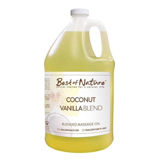 Best of Nature Coconut Vanilla Aromatherapy Massage Oil - Luxurious Blend with Coconut & Vanilla, Perfect for Spa Use, Relaxing Massage & Skin Hydration, Silky & Lightweight - Gallon (128 fl oz)