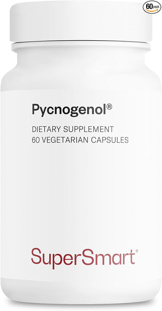 Supersmart Pycnogenol 200mg per Day (Patented & Highly Bioavailable) - French Maritime Pine Bark Extract | Non-GMO & Gluten Free - 60 Vegetarian Capsules