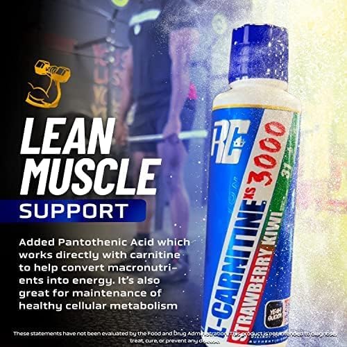 Ronnie Coleman Signature Series L-Carnitine XS 3000 Liquid, Amino Acids Metabolism and Lean Muscle Strength Support, Stimulant Free, Sugar Free, Zero Carbs, Strawberry Kiwi, 16 Oz