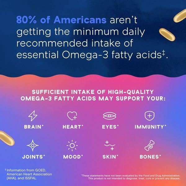 Oceanblue Essentials Everyday Omega Minis | Burpless Fish Oil with Vitamin D3 | Heart and Immune Support | Easy to Swallow Mini Softgels | Orange Flavor | 3 Month Supply (180 Count Minicap)