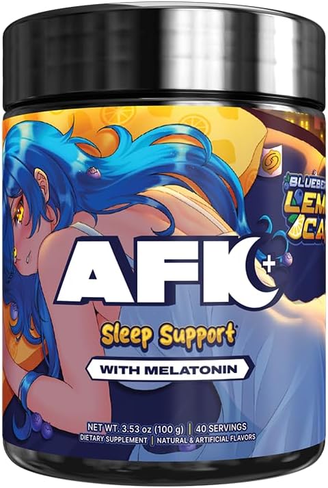 AFK+ (with Melatonin): Blueberry Lemon Cake - 40 Servings - Keto Friendly Magnesium-Focused Sleep Support Supplement, Apigenin, Sugar Free