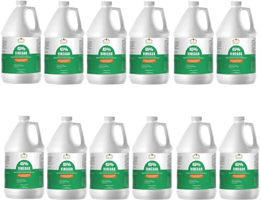 45% Vinegar Concentrated | White Vinegar for Cleaning and Garden | Home, and Outdoor Pure | Max Performance 9X Power | with Instructions (12 Gallons/ 1536 fl oz)