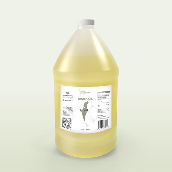 Jojoba Oil - Direct from EIR Oils' Farm in Israel - 100% Pure Carrier Oil for Hair, Face, and Skin - Hand-Picked, Cold-Pressed Carrier Oil (1 Gallon)