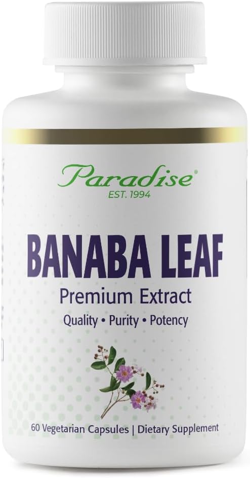 Paradise Herbs, Banaba Leaf, 12:1 Concentrated Extract, 250 mg, Vegan, Gluten-Free, Non-GMO, 60 Capsules