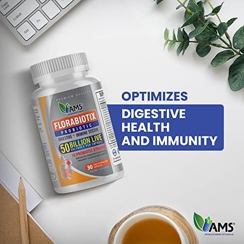 America Medic & Science Florabiotix Probiotic (60 Capsules) | Dietary Supplement for Men and Women| 50 Billion Live Cultures | 10 Probiotic Strains | Supports Digestive and Immune Health (Pack of 2)