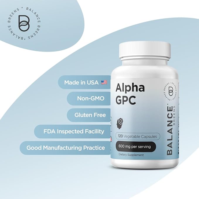 Alpha GPC Choline Supplement 600mg, 120 Veg Capsules - Advanced Memory Formula, Nootropic Brain Support (120 Count (Pack of 1))