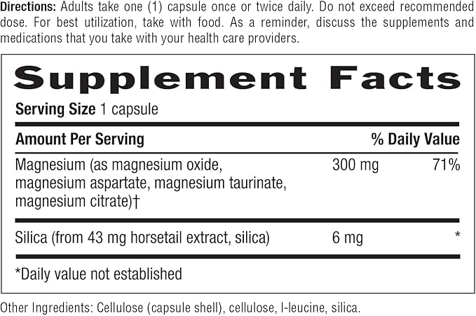 Target-Mins Magnesium with Silica 300mg, 60 Vegan Capsules, Certified Gluten Free, Certified Vegan