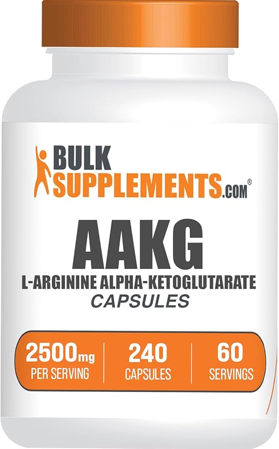 BulkSupplements.com AAKG Capsules - Arginine AKG Supplement, Nitric Oxide Supplement - Gluten Free, 4 Capsules per Serving (2500mg), 240 Count (Pack of 1)
