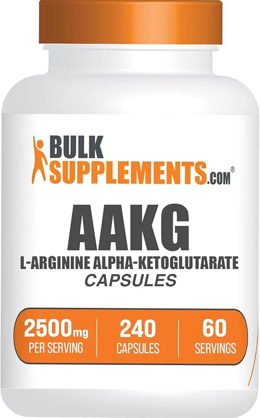 BulkSupplements.com AAKG Capsules - Arginine AKG Supplement, Nitric Oxide Supplement - Gluten Free, 4 Capsules per Serving (2500mg), 240 Count (Pack of 1)