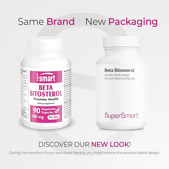 Supersmart - Beta-Sitosterol 180 mg Per Day (VegaPure ®) - Prostate & Urinary Health - Reduce Need to Urinate Frequently | Non-GMO & Gluten Free - 90 Vegetarian Capsules