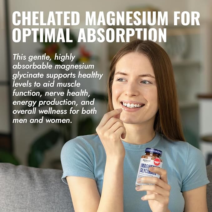 Magnesium Glycinate 500mg - Chelated & Buffered High Absorption Magnesium Supplement to Support Stress Relief, Digestion, Bone, Sleep, Nerves & Muscle Health - Made in USA - 120 Vegan Capsules