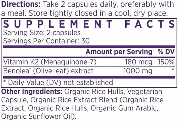 NAOMI BP Advanced, Potent Ingredients for Blood Flow and Circulation, Endothelial Function, Supports Cardiovascular and Arterial Health, 1000mg Olive Leaf Extract, 180mcg Vitamin K2 (Small, 60 Count)