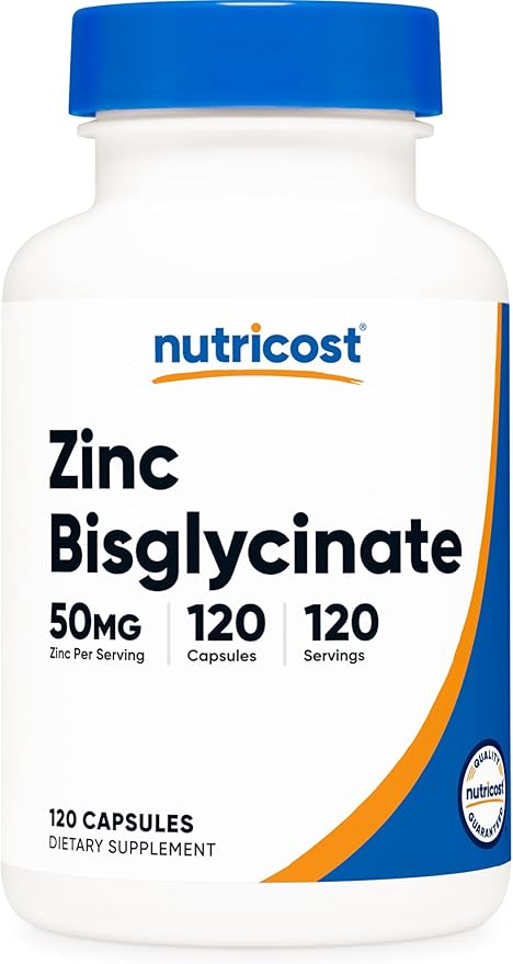 Nutricost Zinc Bisglycinate (50mg) 120 Vegan Capsules - GMO-Free, Gluten-Free Supplement