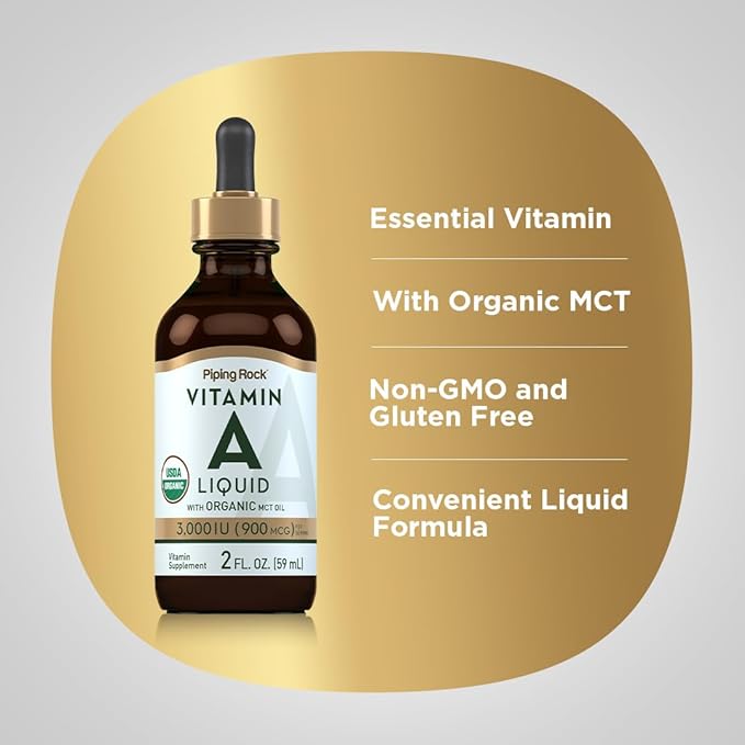 Piping Rock Vitamin A Liquid | 2 fl oz | Non-GMO, Gluten Free Supplement