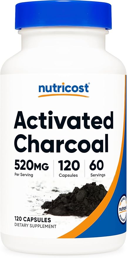 Nutricost Activated Charcoal 520mg, 120 Capsules - Premium Powder, Non-GMO & Gluten Free