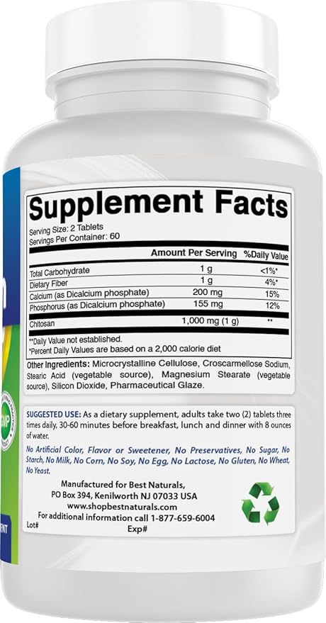 Best Naturals -- Chitosan -- 500 mg -- 120 Tablets