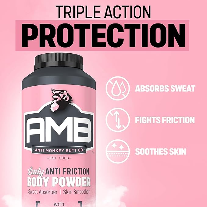 Anti Monkey Butt Body Powder for Women - Talc-Free, Sweat-Absorbing, Anti-Chafing Powder with Calamine - Hypoallergenic Formula - 8 oz