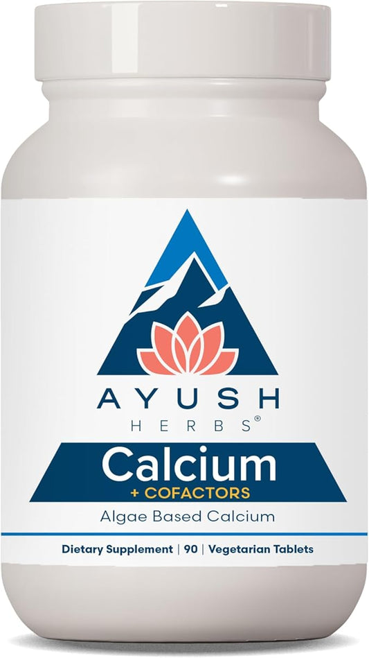 Ayush Herbs Calcium + Cofactors, Algae Based Calcium, Supports Bone Health & Mineralization, 90 Vegetarian Tablets