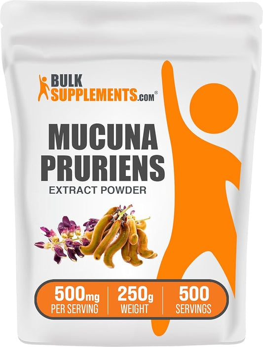 BulkSupplements.com Mucuna Pruriens Extract Powder - Mucuna Pruriens Supplements, Herbal Supplement - Vegan & Gluten Free, 500mg per Serving, 250g (8.8 oz) (Pack of 1)