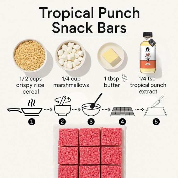 Dolce Flav Tropical Punch Extract – 2 Ounce Oil-Soluble Kosher, Sugar-Free, Concentrated Fruity Tropical Punch Flavoring for Baking, Smoothies & Desserts, Includes Measured Dropper
